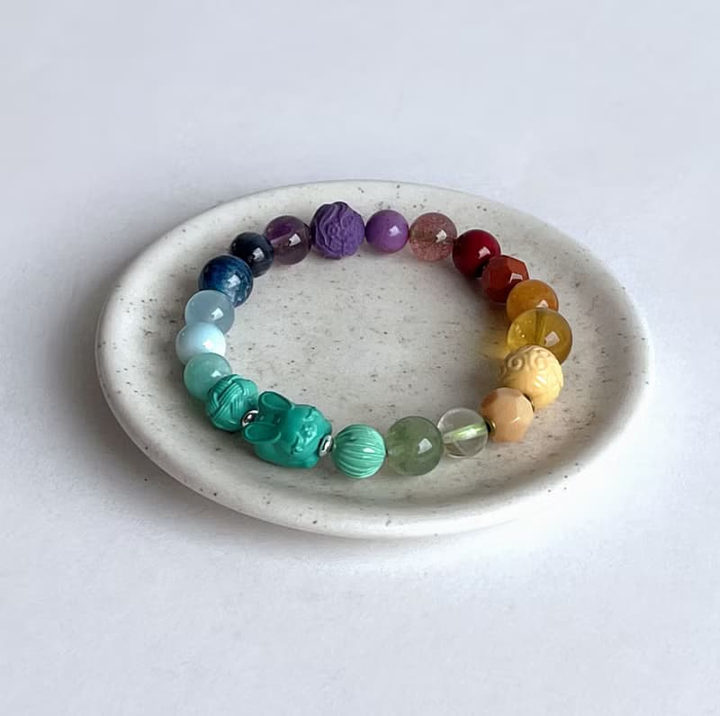 寶石系 小兔 天然礦石 七脈輪多寶 15.2 手圍 手鍊