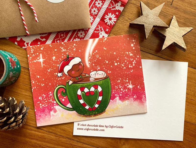 It's hot chocolate time postcard