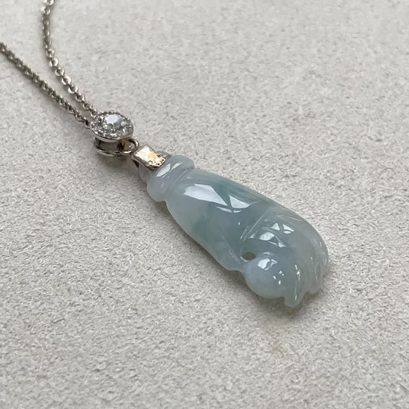 冰種飄藍花翡翠佛手 925純銀墜頭 | 天然緬甸玉翡翠A貨