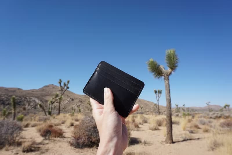 Leather Card Holder / Wallet / Card Organiser in Black Buffalo Leather