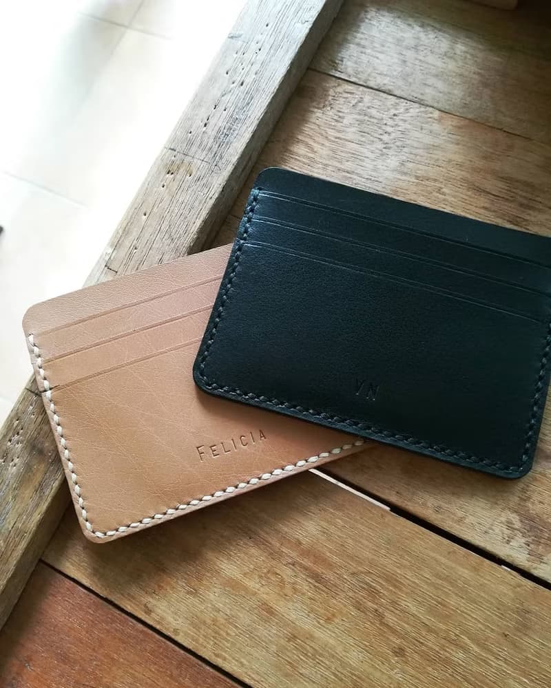 Leather Card Holder / Wallet / Card Organiser in Black Buffalo Leather