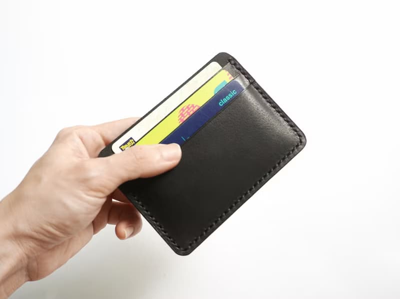 Leather Card Holder / Wallet / Card Organiser in Black Buffalo Leather