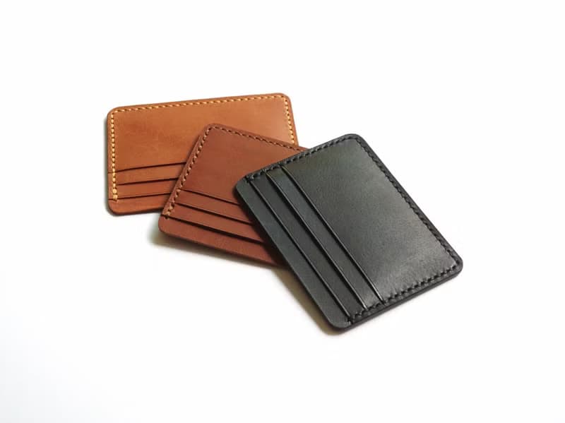 Leather Card Holder / Wallet / Card Organiser in Black Buffalo Leather