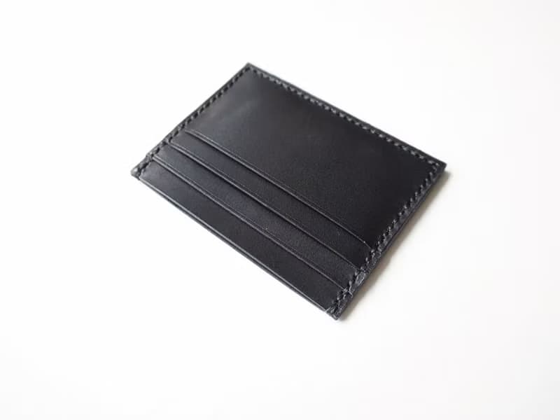Leather Card Holder / Wallet / Card Organiser in Black Buffalo Leather