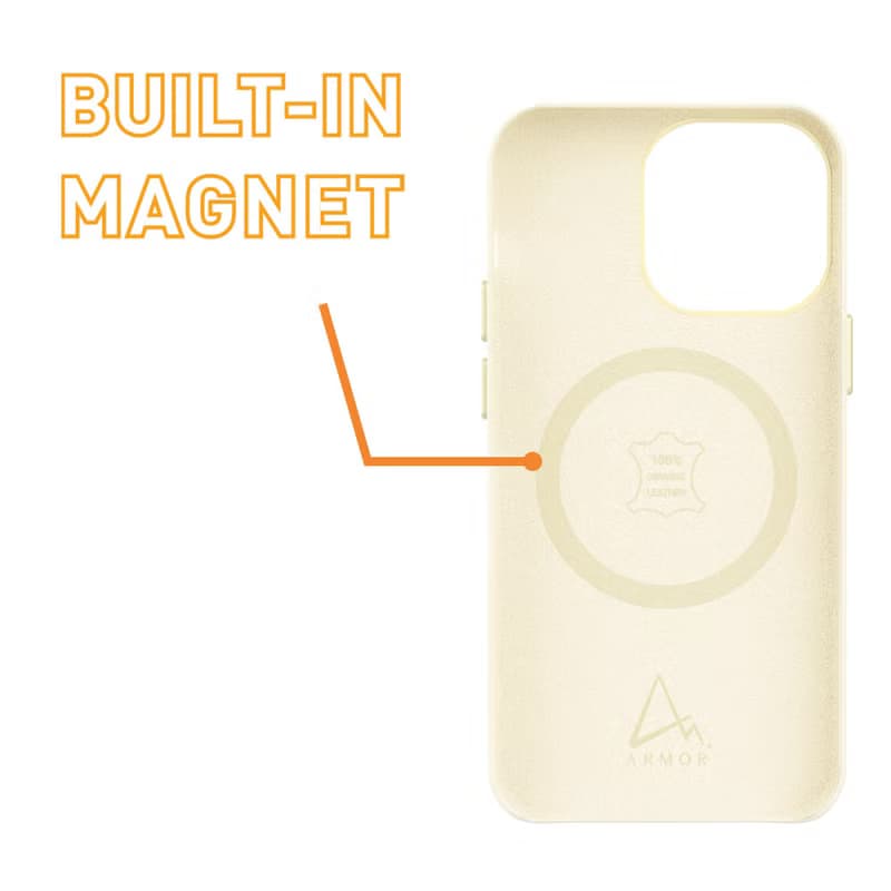 ARMOR iPhone 15 / 14 系列全真皮 MagSafe 電話保護殼_暮光白