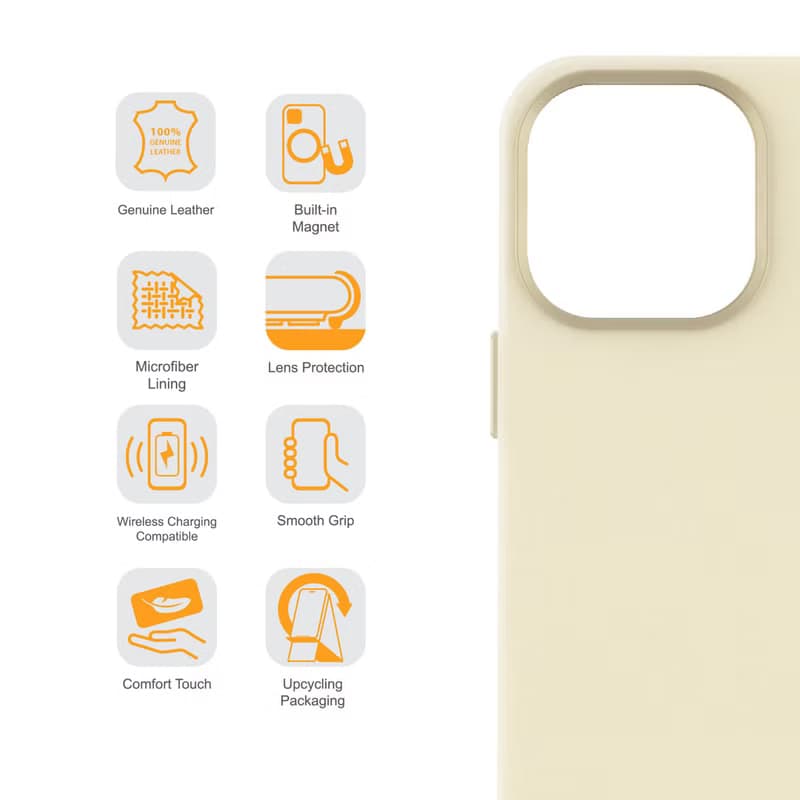 ARMOR iPhone 15 / 14 系列全真皮 MagSafe 電話保護殼_暮光白