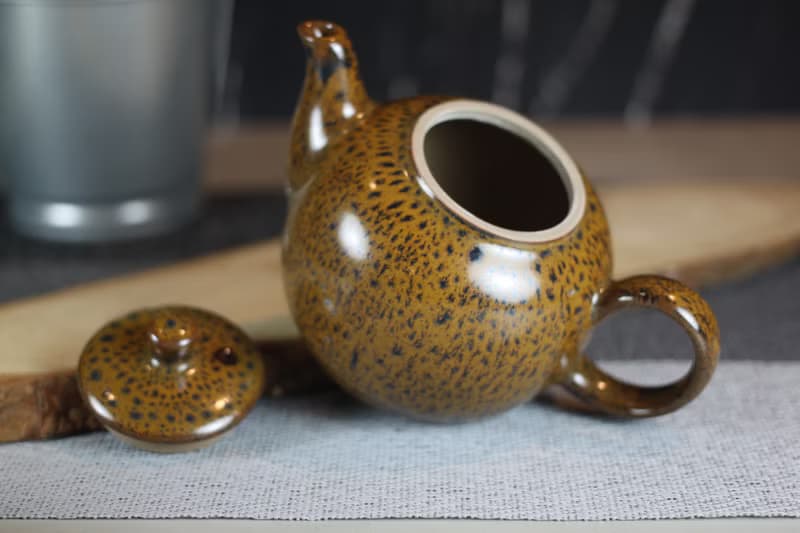 【送禮好物】240ml 豹紋 天目釉 一茶壺兩杯組 鶯歌葉敏祥作