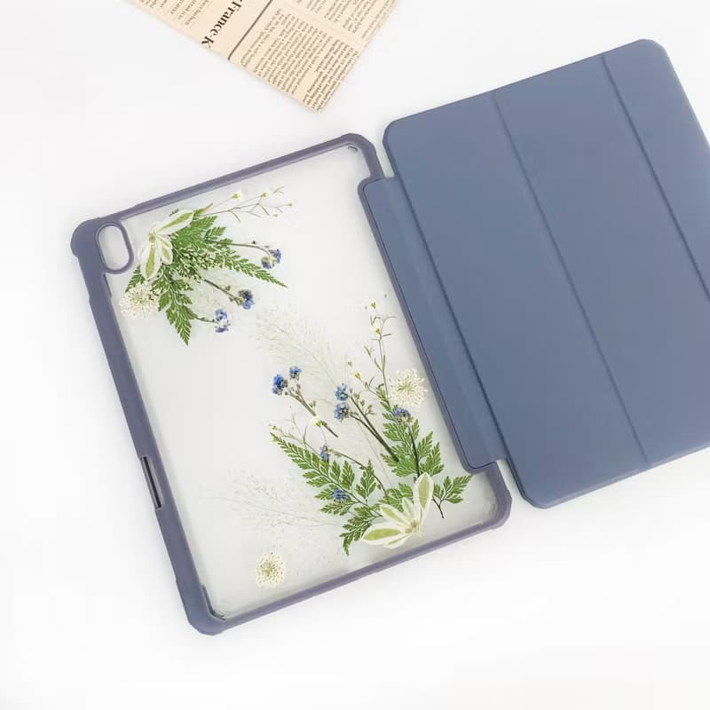 綠草花手工押花iPad殼 iPad Air 11寸 13寸 iPad Pro 11寸 13寸