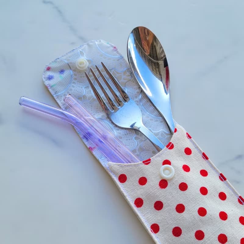 【可放22cm吸管】防水環保餐具袋 / 筆袋 親子餐具袋 黑髮琪琪