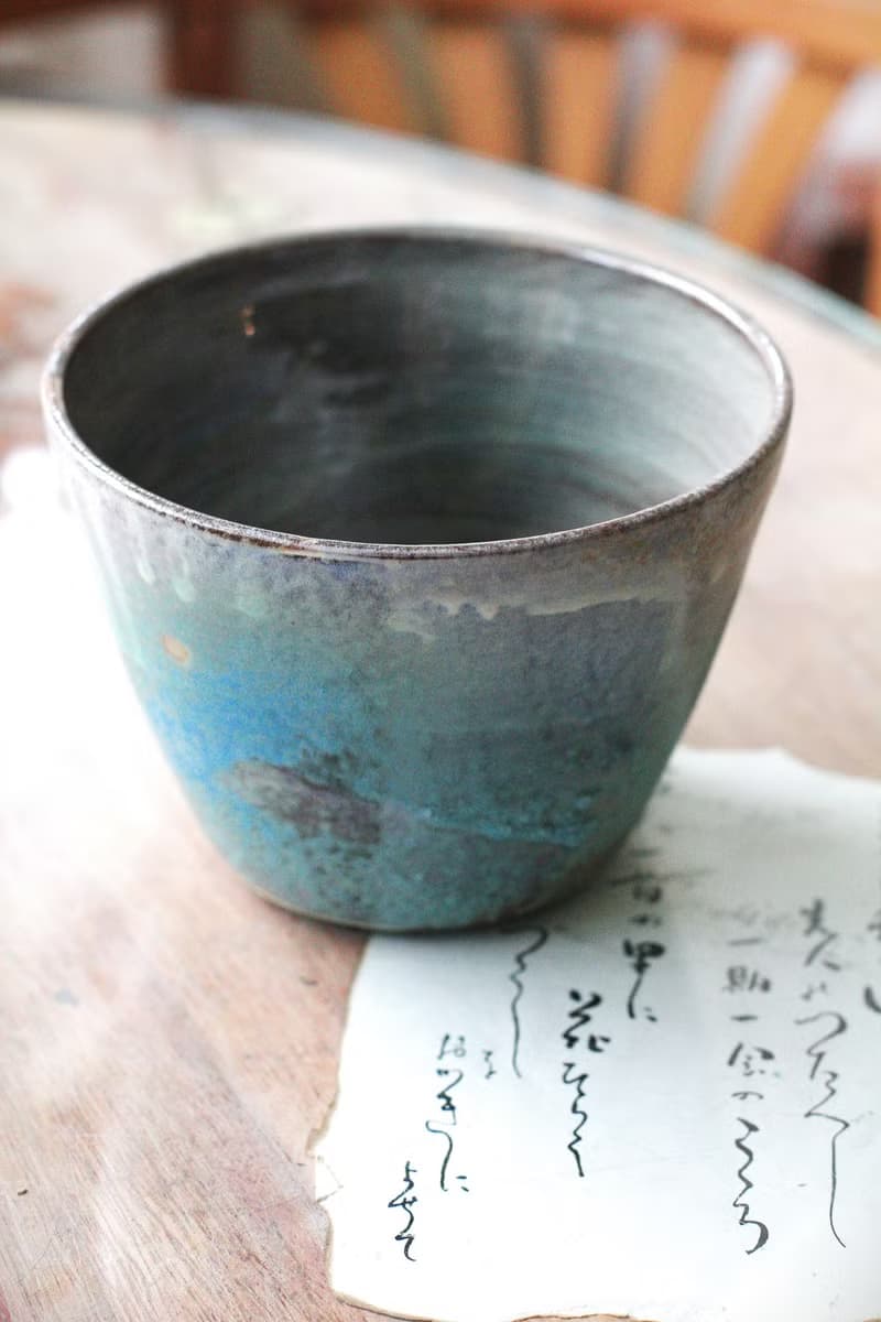 手拉坏大容量綠色系陶碗/陶盆/花器