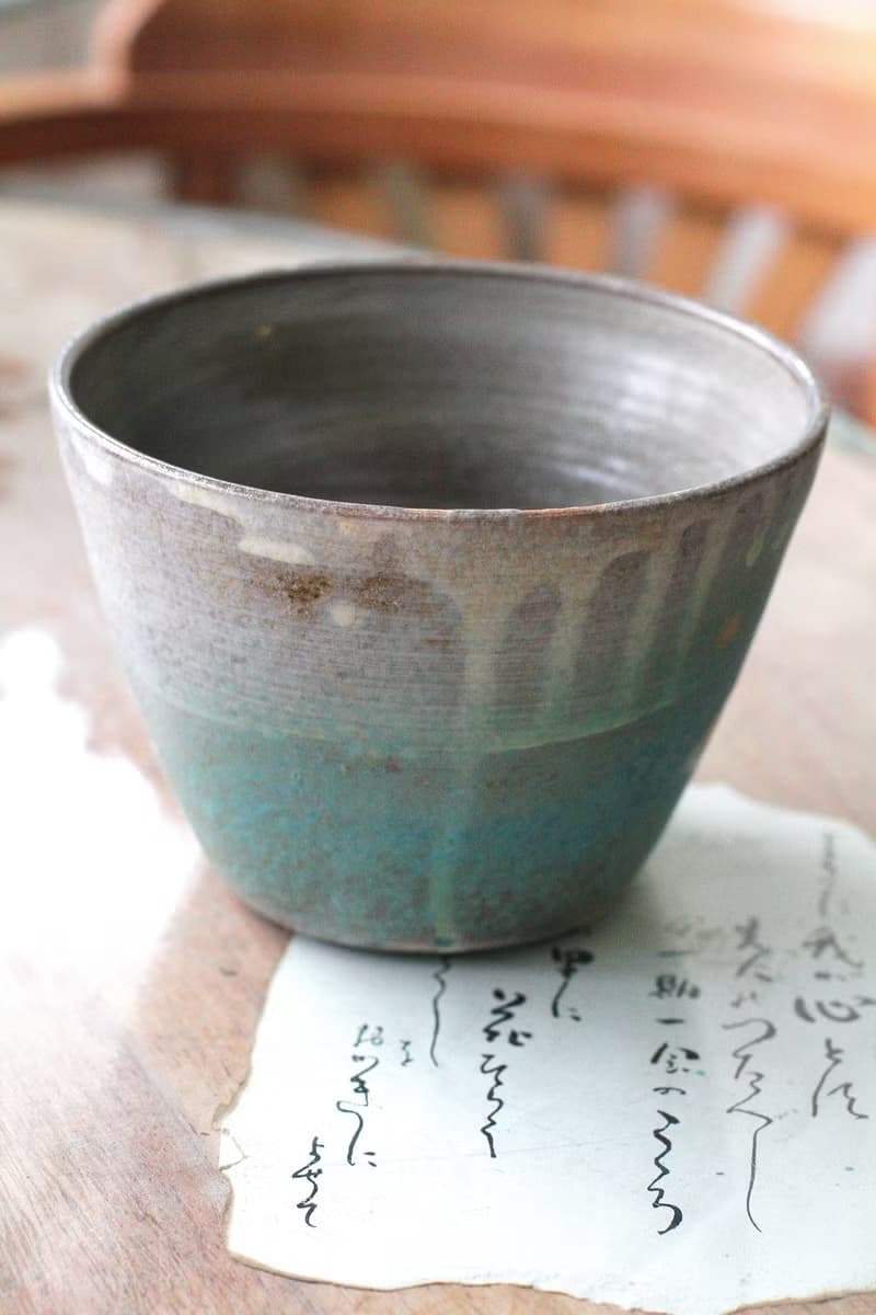 手拉坏大容量綠色系陶碗/陶盆/花器