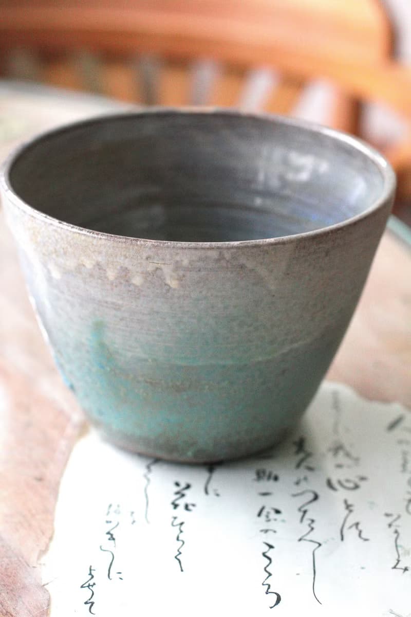 手拉坏大容量綠色系陶碗/陶盆/花器