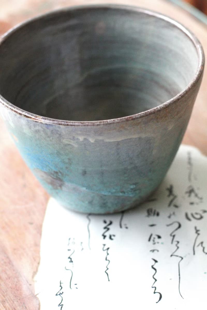 手拉坏大容量綠色系陶碗/陶盆/花器