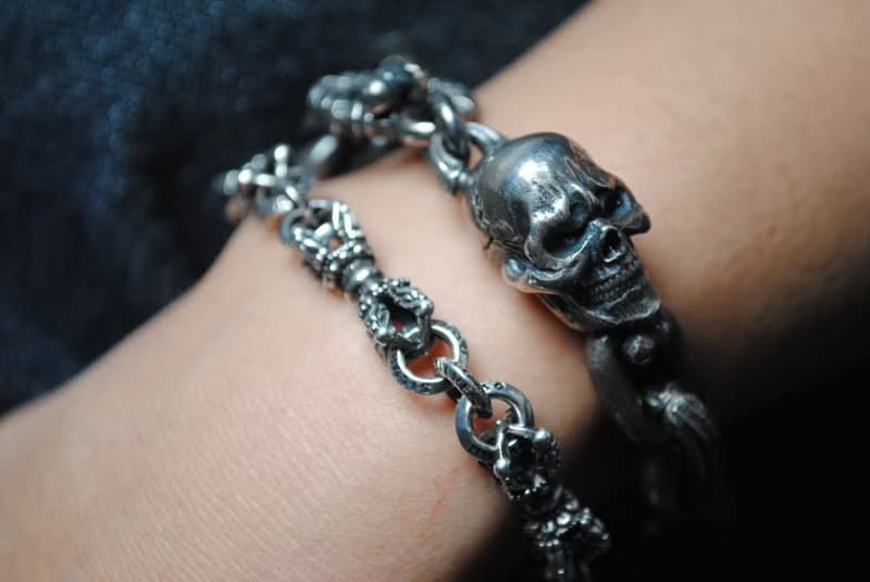 元堡製銀/手作銀飾/脊骨系列/手鍊/忿骷髏粗手鏈