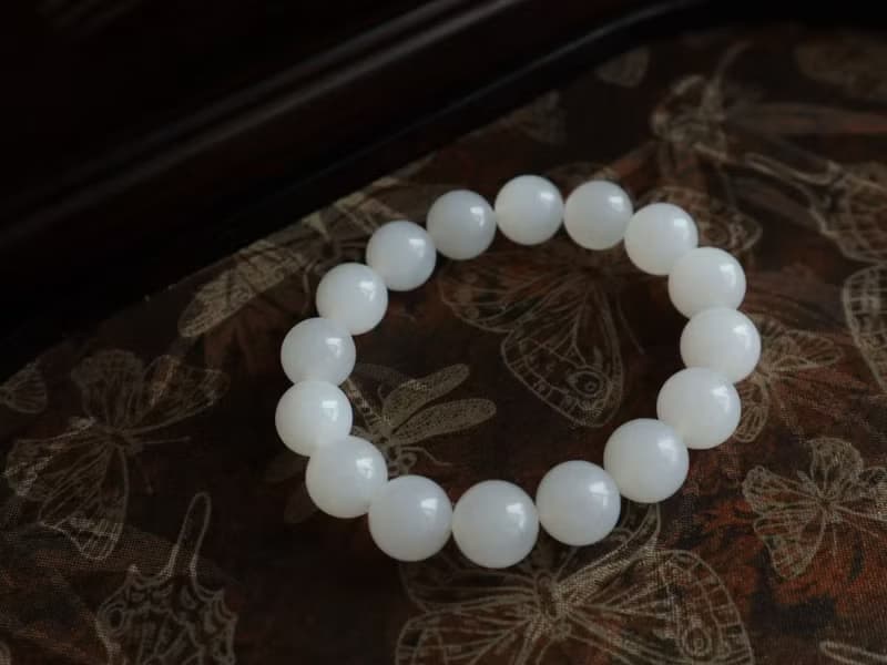 天然和田玉白玉手鏈羊脂玉手鏈肉質細膩顏色白潤冰底羊脂水頭足