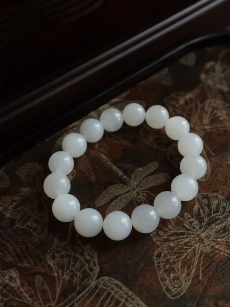 天然和田玉白玉手鏈羊脂玉手鏈肉質細膩顏色白潤冰底羊脂水頭足