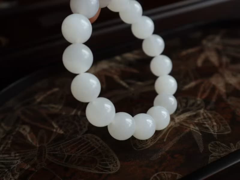 天然和田玉白玉手鏈羊脂玉手鏈肉質細膩顏色白潤冰底羊脂水頭足