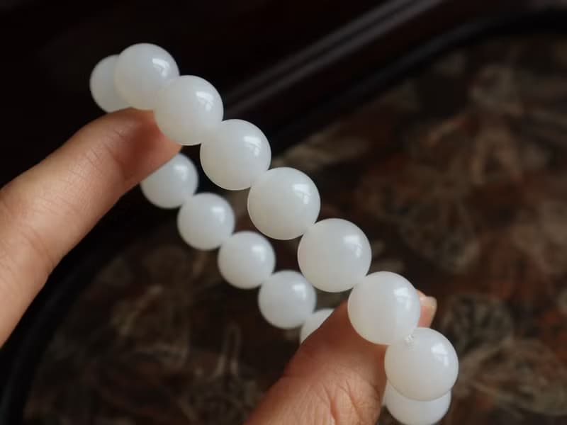 天然和田玉白玉手鏈羊脂玉手鏈肉質細膩顏色白潤冰底羊脂水頭足