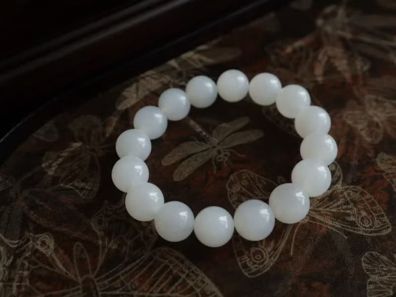 天然和田玉白玉手鏈羊脂玉手鏈肉質細膩顏色白潤冰底羊脂水頭足