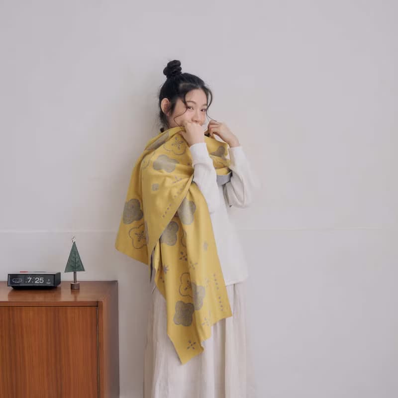 緹花圍巾/玻璃海棠16號/日光黃
