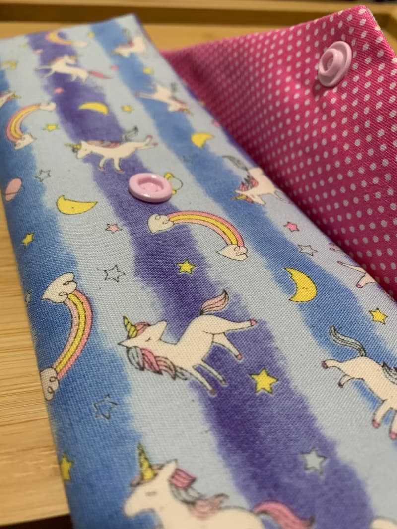 文青風環保筷袋 ~彩虹獨角馬 氣質藍 收納 手作餐具袋