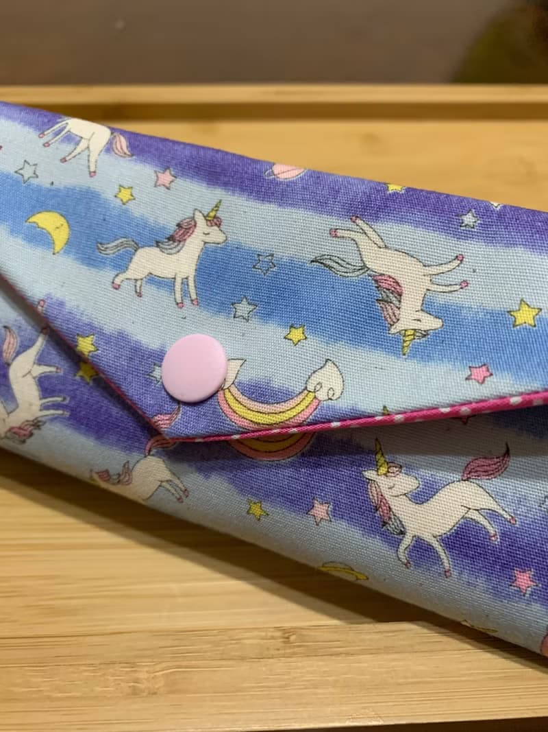 文青風環保筷袋 ~彩虹獨角馬 氣質藍 收納 手作餐具袋