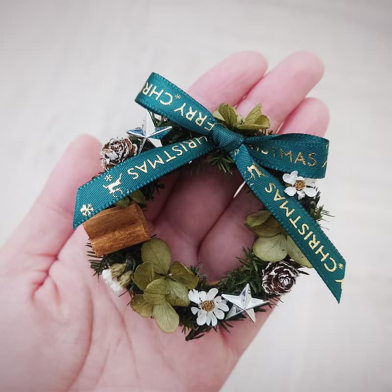 迷你聖誕小花圈/不凋花/永生花/聖誕樹/聖誕禮物/交換禮物