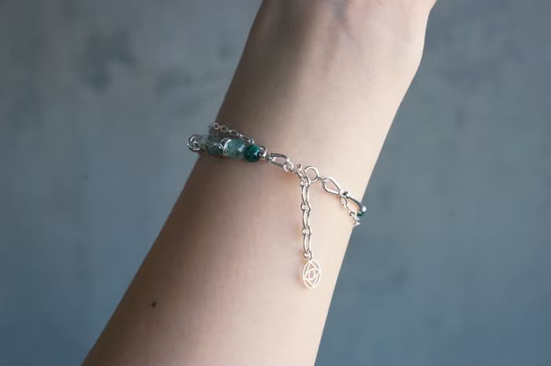 森 - 綠幽靈 綠草莓晶 孔雀石 葡萄石 925純銀 雙鍊手鍊