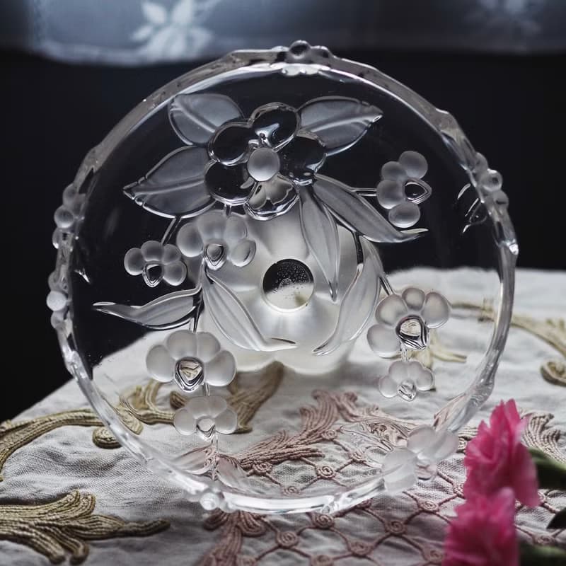 20世紀中期 德國 Walther glas 浮雕花卉高腳盤