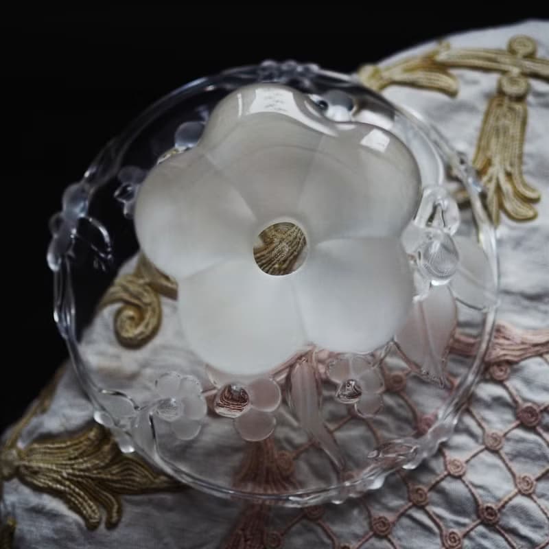20世紀中期 德國 Walther glas 浮雕花卉高腳盤