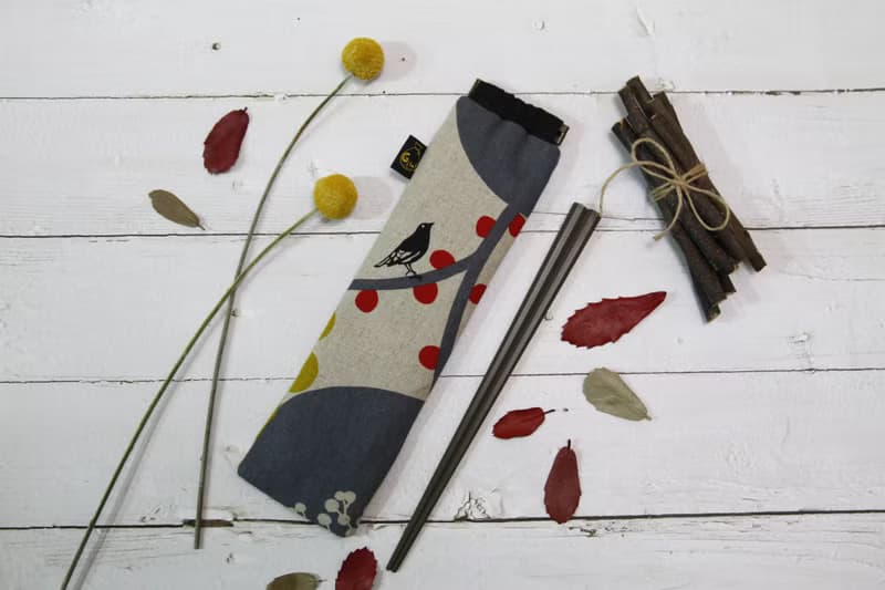 【Gi LAI】 環保彈片筷袋(附一雙筷子)*花語鳥