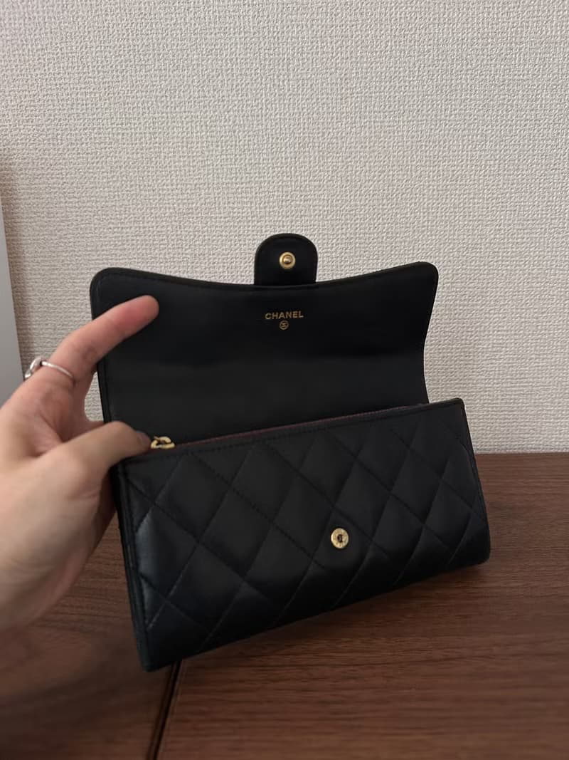 CHANEL 香奈兒 Flap Matelassé Coco Mark 羊皮 黑色 長夾