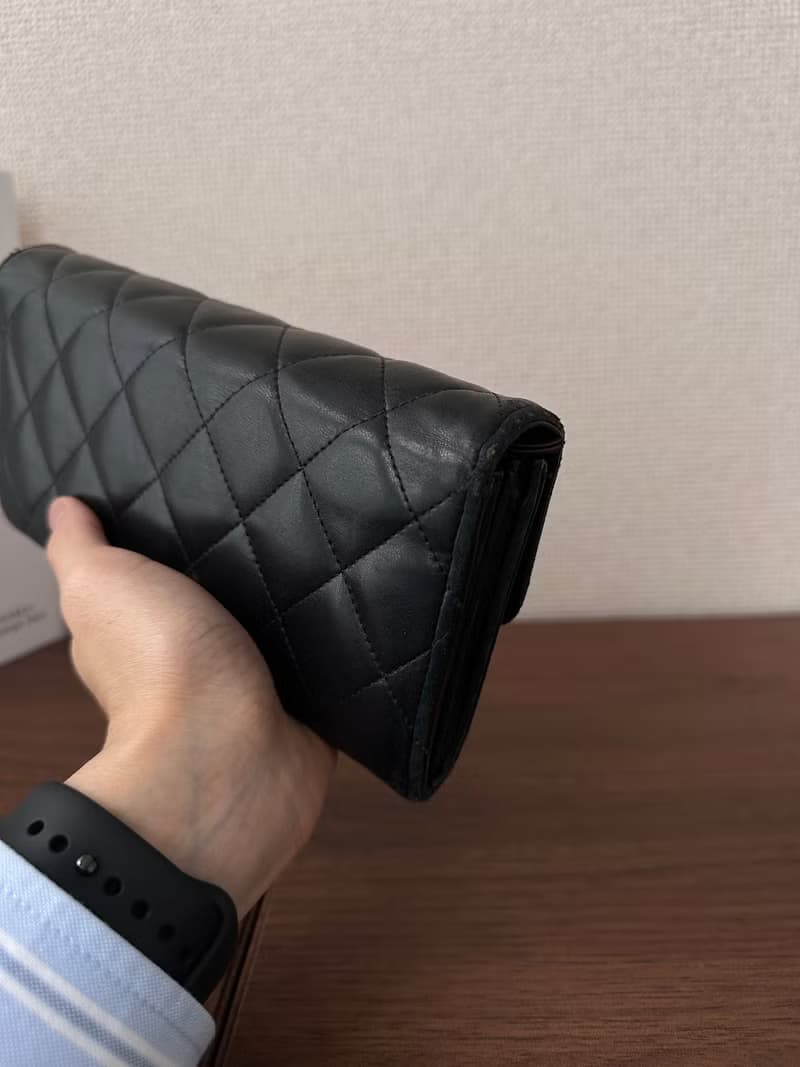 CHANEL 香奈兒 Flap Matelassé Coco Mark 羊皮 黑色 長夾