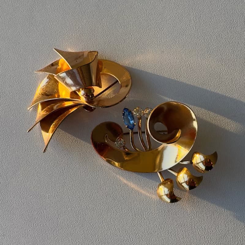 Antique Brooches by Jordan Co USA 1940s Rare lot of 2 vintage pins America