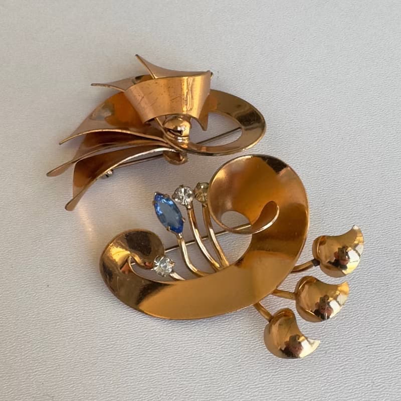 Antique Brooches by Jordan Co USA 1940s Rare lot of 2 vintage pins America