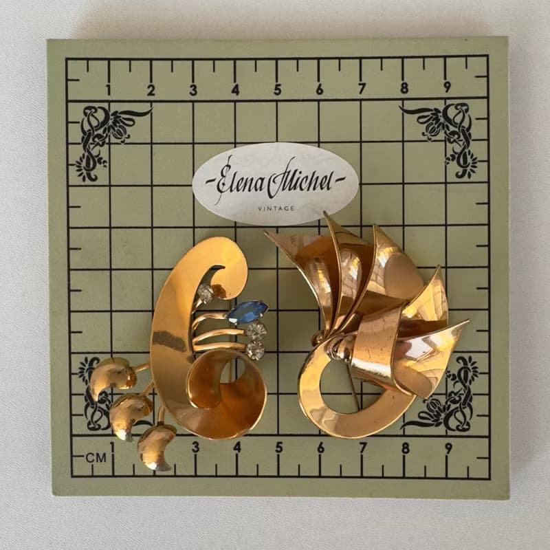 Antique Brooches by Jordan Co USA 1940s Rare lot of 2 vintage pins America