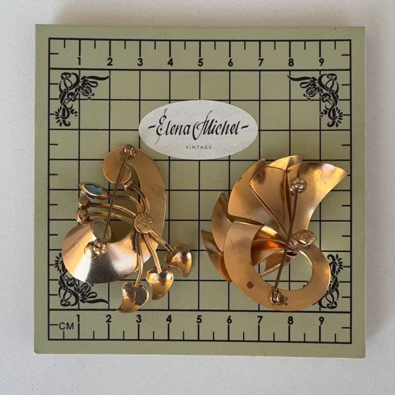 Antique Brooches by Jordan Co USA 1940s Rare lot of 2 vintage pins America