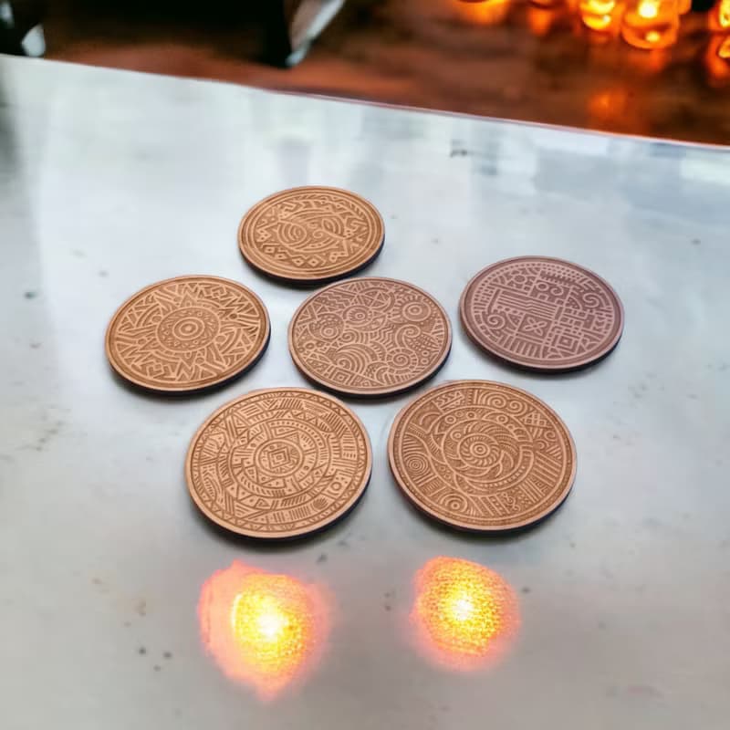 African Patterns Wooden Coaster Set – Traditional African Pattern Wood Coasters