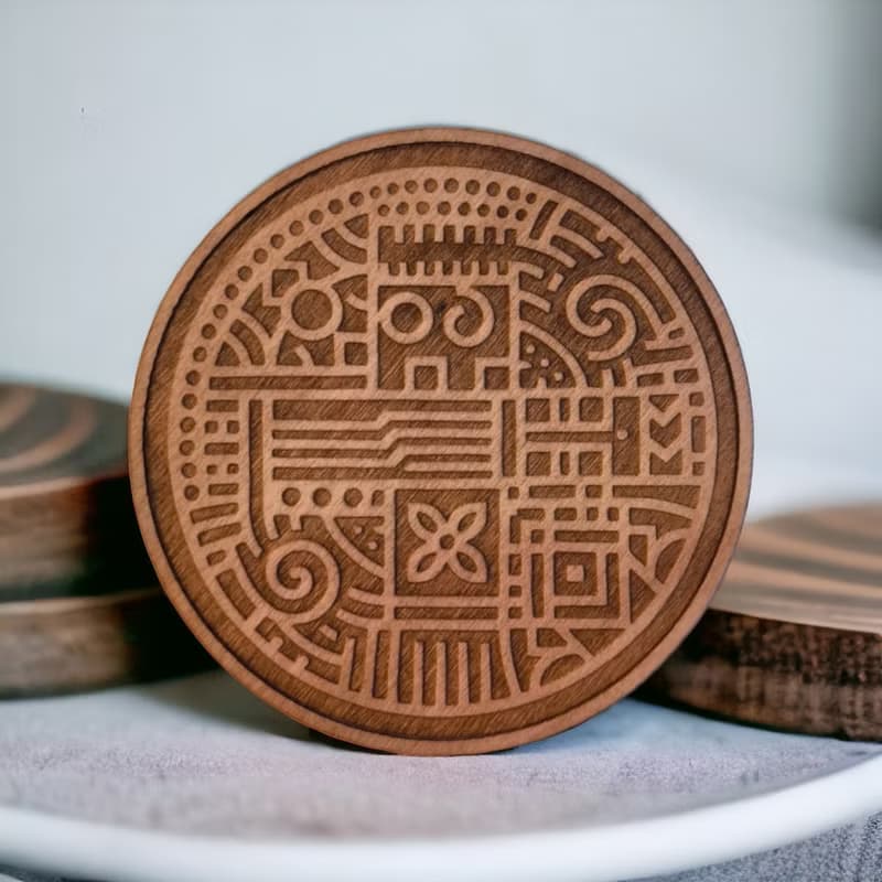 African Patterns Wooden Coaster Set – Traditional African Pattern Wood Coasters