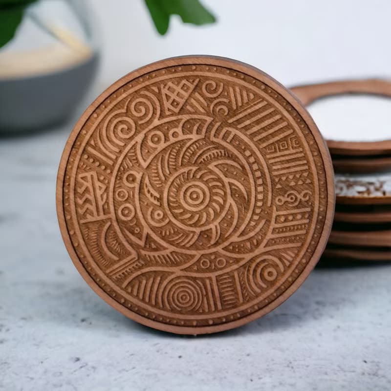 African Patterns Wooden Coaster Set – Traditional African Pattern Wood Coasters
