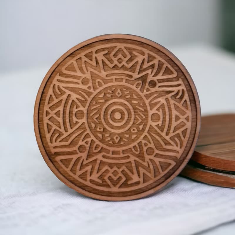 African Patterns Wooden Coaster Set – Traditional African Pattern Wood Coasters