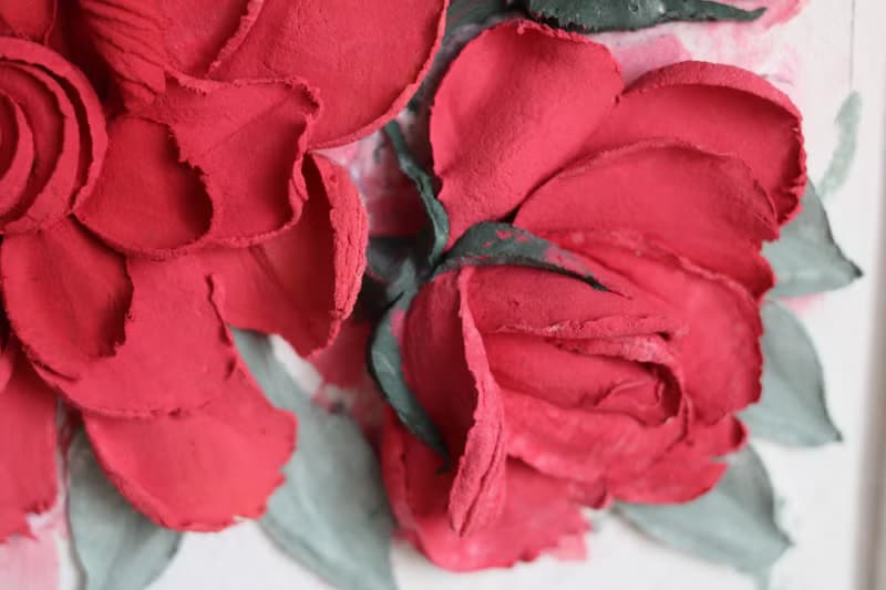 Red rose bouquet textured painting, flowers artwork, 3d painting