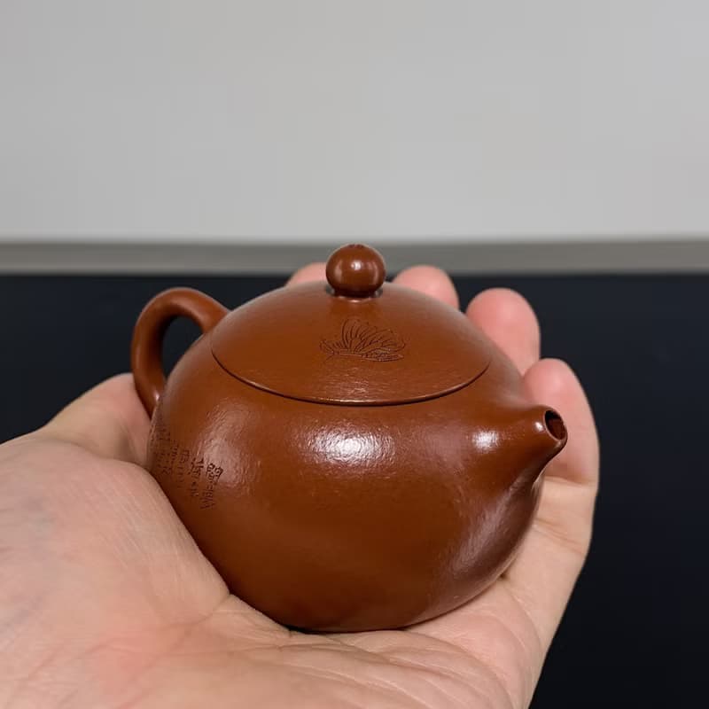 送禮紫砂壺茶壺西施 朱泥 刻蝴蝶 100cc 经典器 圆润可爱 纯正朱