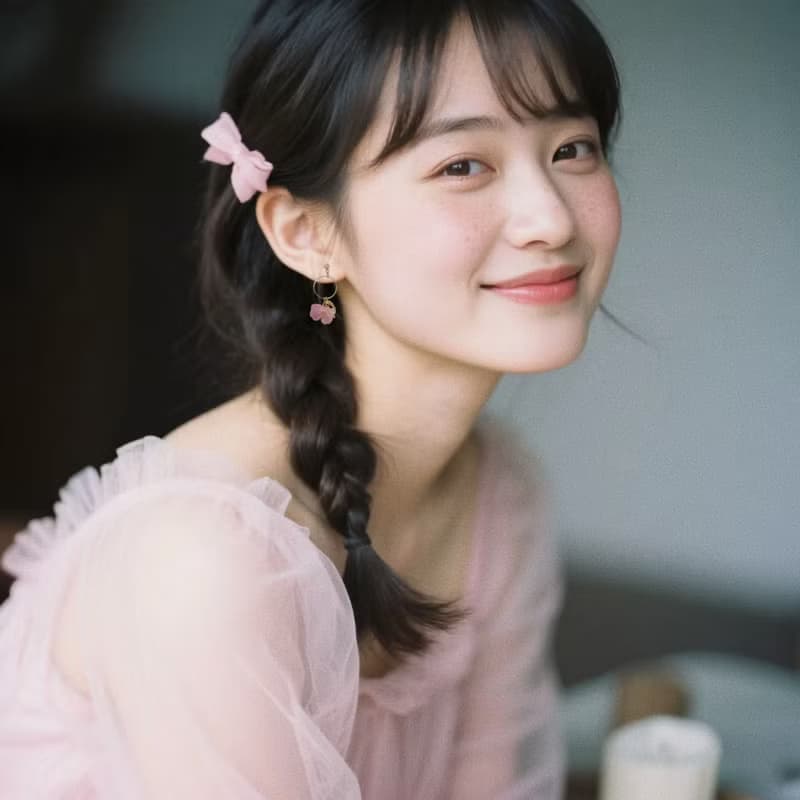甜美可愛粉色櫻花花垂墜耳環 耳圈圓圈