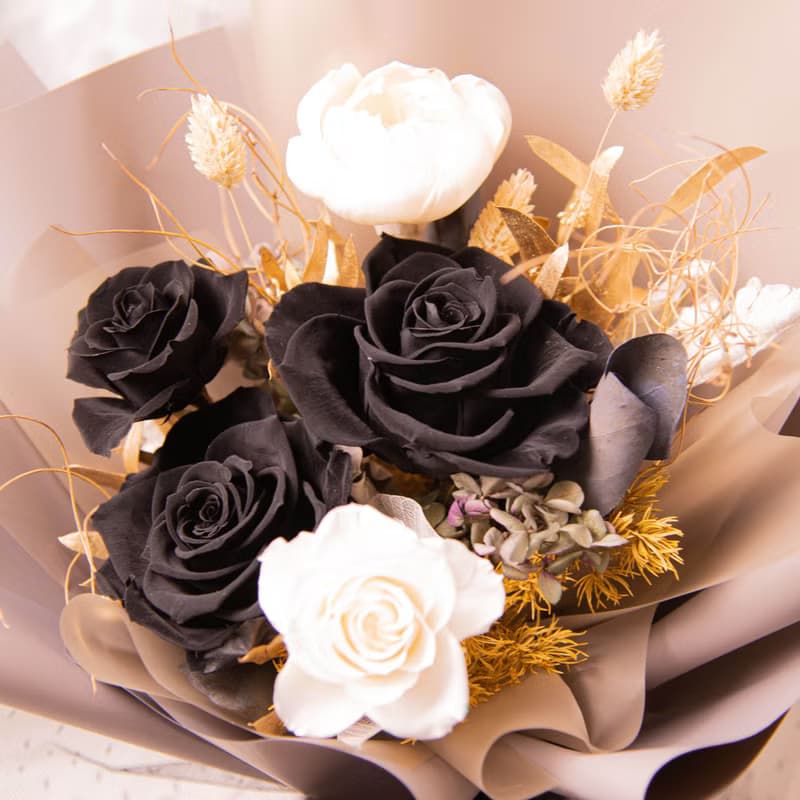 【韓系】個性黑玫瑰乾燥花 永生花花束 大花束 / 生日 告白 女友