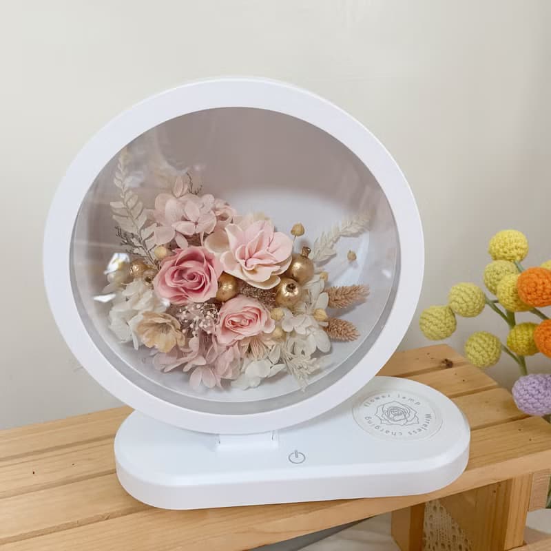 現貨48hr出貨/永生花檯燈/無線充電/藍芽音響/花好月圓永生花檯燈