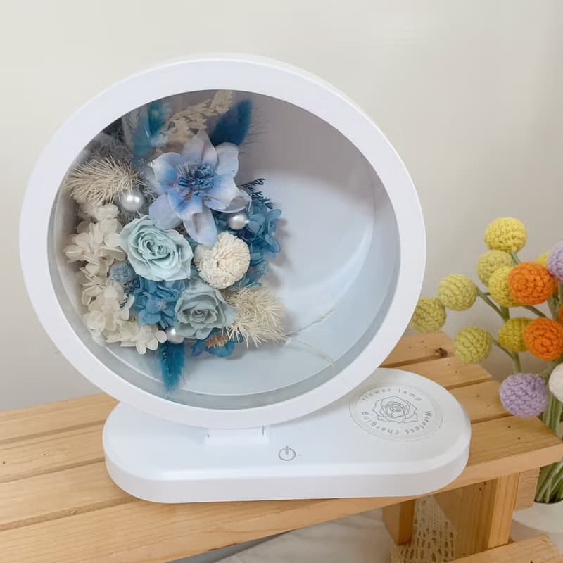 現貨48hr出貨/永生花檯燈/無線充電/藍芽音響/花好月圓永生花檯燈