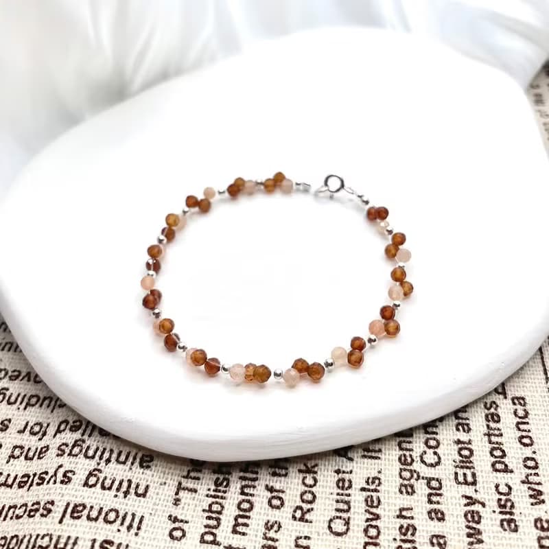 【陽光明媚】太陽石 橙石榴 水晶手鍊 手鍊 水晶手鏈 手鏈 女神晶