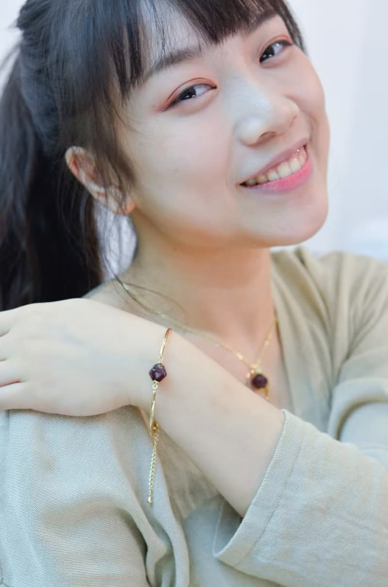 【環保手鏈】星目紫寶石可調節鍍金細手鐲/手工/禮物/推薦