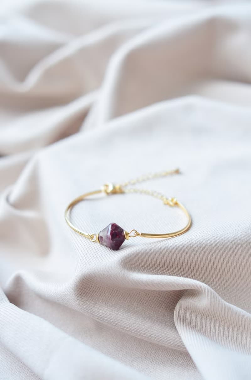 【環保手鏈】星目紫寶石可調節鍍金細手鐲/手工/禮物/推薦